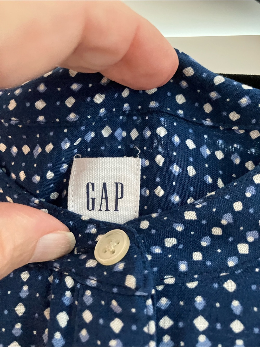 GAP Navy Dot Button-Front Midi Dress - Picture 6 of 7